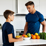 **

"A sports nutritionist consulting with a young athlete, discussing a healthy meal plan with fruits, vegetables, and lean protein, appropriate content, fully clothed, safe for work, modern kitchen setting, professional, family-friendly, perfect anatomy, natural proportions, well-lit scene, educational context."

**